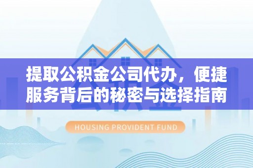 沙县提取公积金公司代办，便捷服务背后的秘密与选择指南