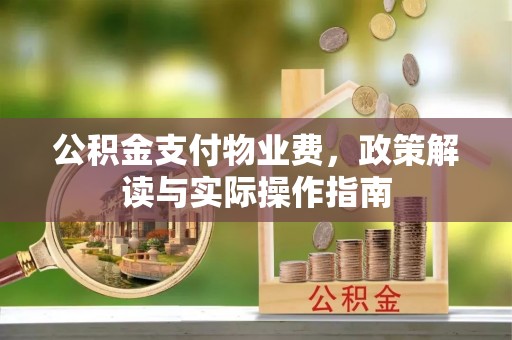 沙县公积金支付物业费，政策解读与实际操作指南