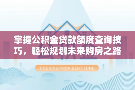 沙县掌握公积金贷款额度查询技巧，轻松规划未来购房之路